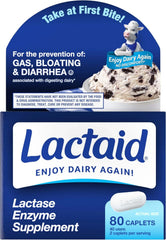 Lactaid Lactase Enzyme Supplement 80ct Caplet + Lactase Enzyme 4500, Dairy Digestive Supplement to Help Prevent Gas, Bloating & Diarrhea Due to Lactose Sensitivity, 80 ct