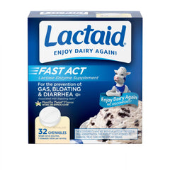 Lactaid Fast Act Lactose Relief Chewables, Vanilla, 32 Packs of 1 Count