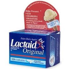 6 Pack Lactaid Lactase Enzyme Caplets Original - 120 Caplets