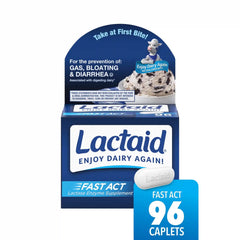 Lactaid Fast Act Caplets for Lactose Intolerance, Lactase Supplements, 96 Count