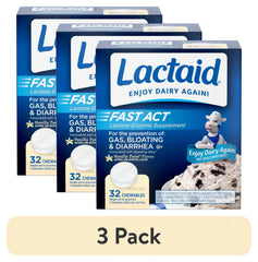 (3 pack) Lactaid Fast Act Lactose Relief Chewables, Vanilla, 32 Packs of 1 Count