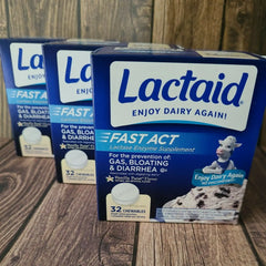 LACTAID Fast Act Chewables Vanilla Twist 32 Tablets (Pack of 3)