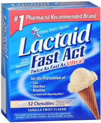 2 Pack Lactaid Fast Act Lactase Enzyme Supplement Vanilla 32 Caplets Each