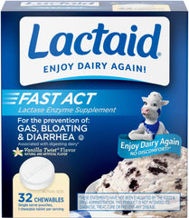 LACTAID Fast Act Chewables Vanilla Twist 32 Tablets (Pack of 3)