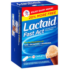 Lactaid Fast Act Lactase Enzyme Supplements, 72 Count