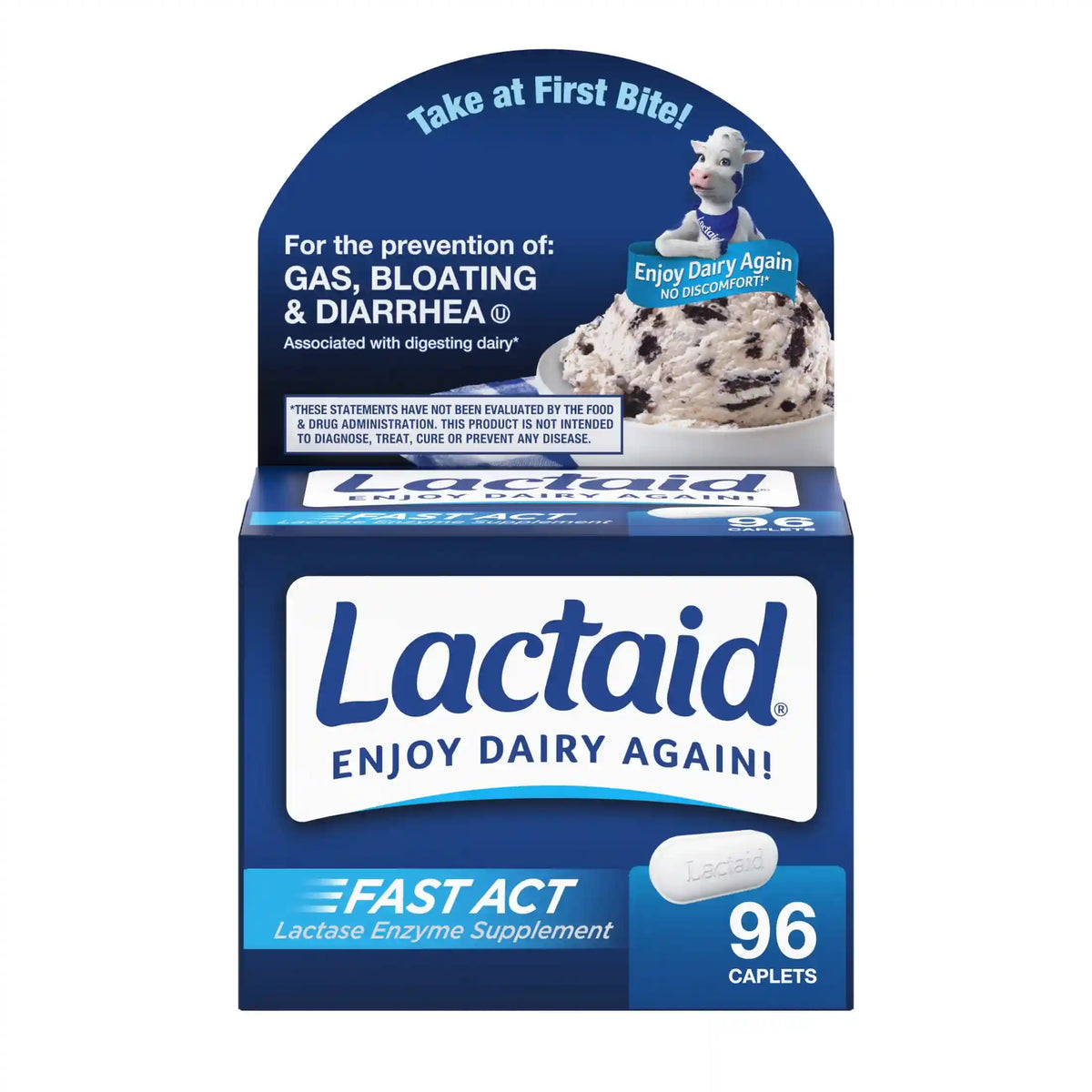 Lactaid Fast Act Caplets for Lactose Intolerance, Lactase Supplements, 96 Count