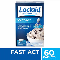 (2 pack) Lactaid Fast Act Lactose Intolerance Caplets, 60 Travel Packs of 1-ct.