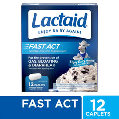 (2 pack) Lactaid Fast Act Lactose Intolerance Caplets, 12 Travel Packs of 1-ct.